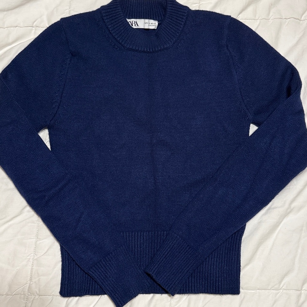 Zara Deep Blue Ribbed Sweater